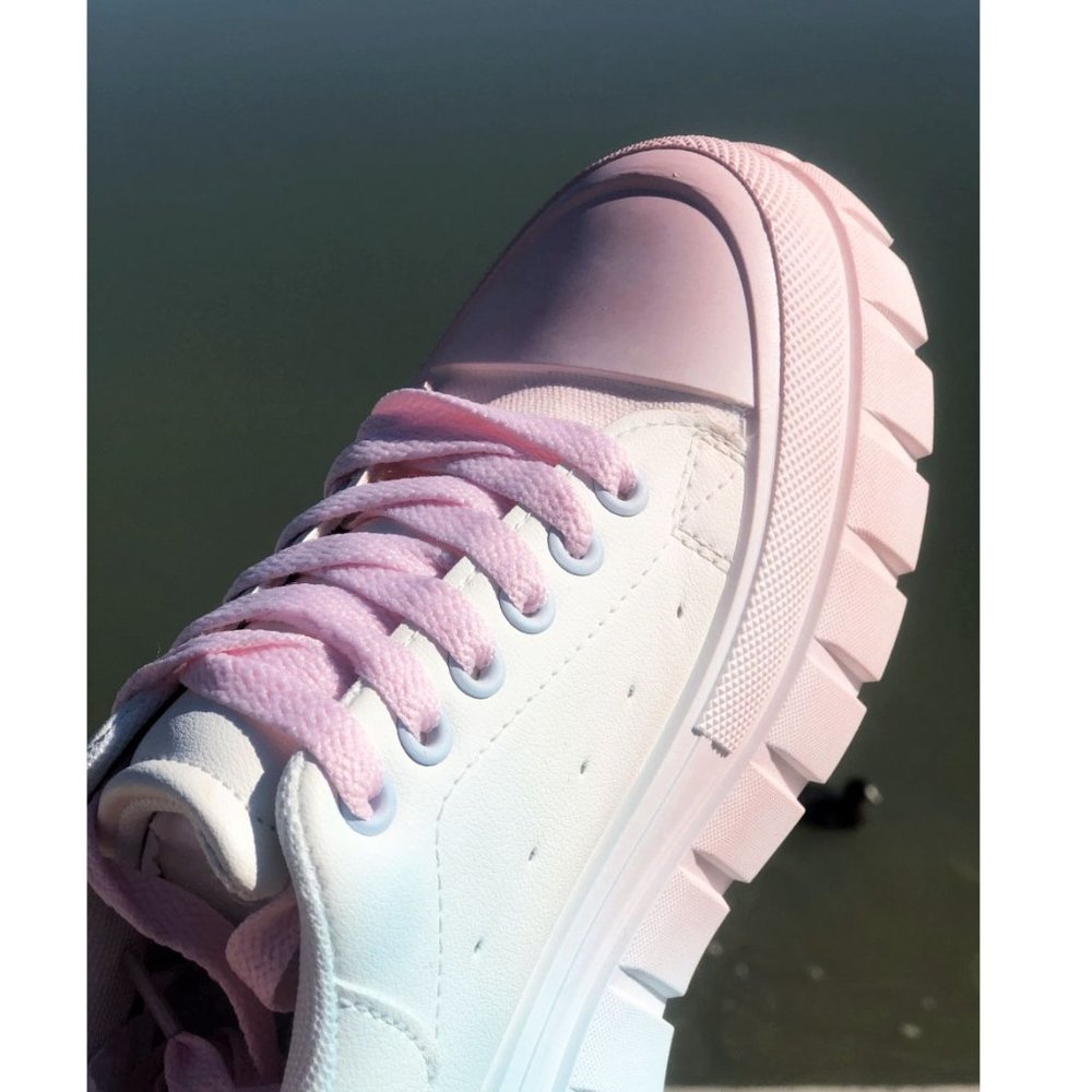 NEW Pastel Pink Blue Ombre Kawaii Cute Platform Low Top Laced Up Sneakers Shoes - Picture 8 of 12